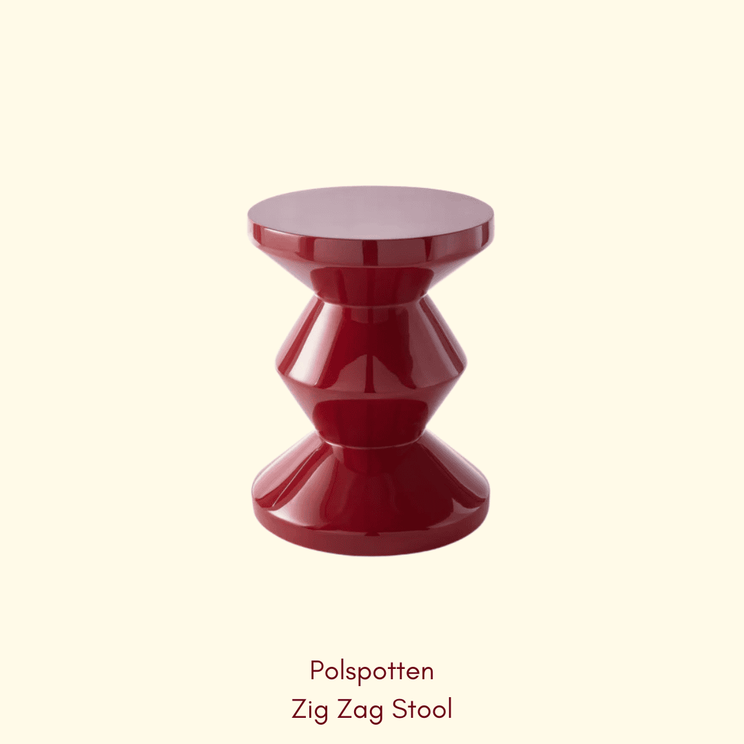 Polspotten - zig zag stool in burgundy color